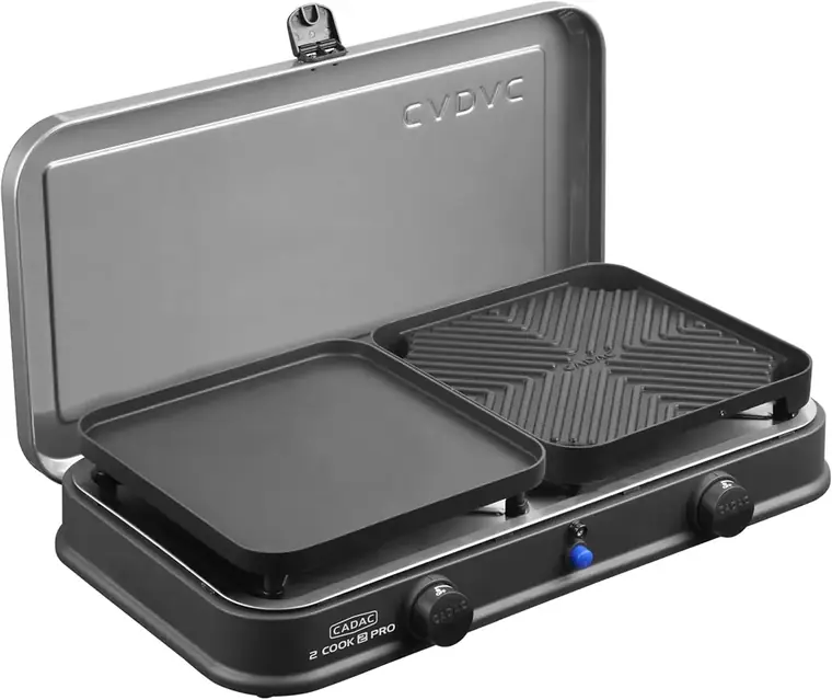 CADAC 2 Cook 2 Pro Deluxe QR twin burner stove with grill plates