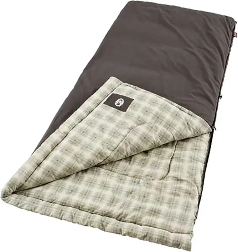 Coleman Heritage Big and Tall sleeping bag with plaid lining